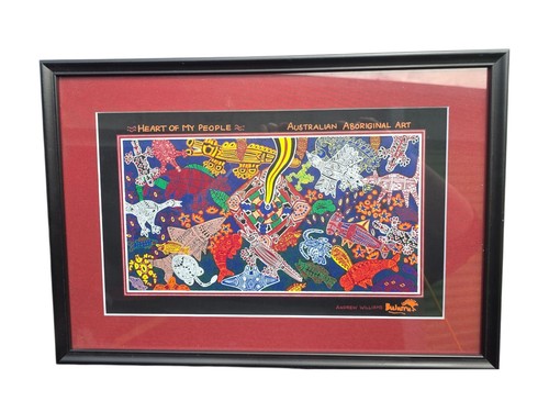 Gerahmter 18 1/2"x 22 1/2" Herz meines Volkes australische Aborigines Kunstdruck - Bild 1 von 5