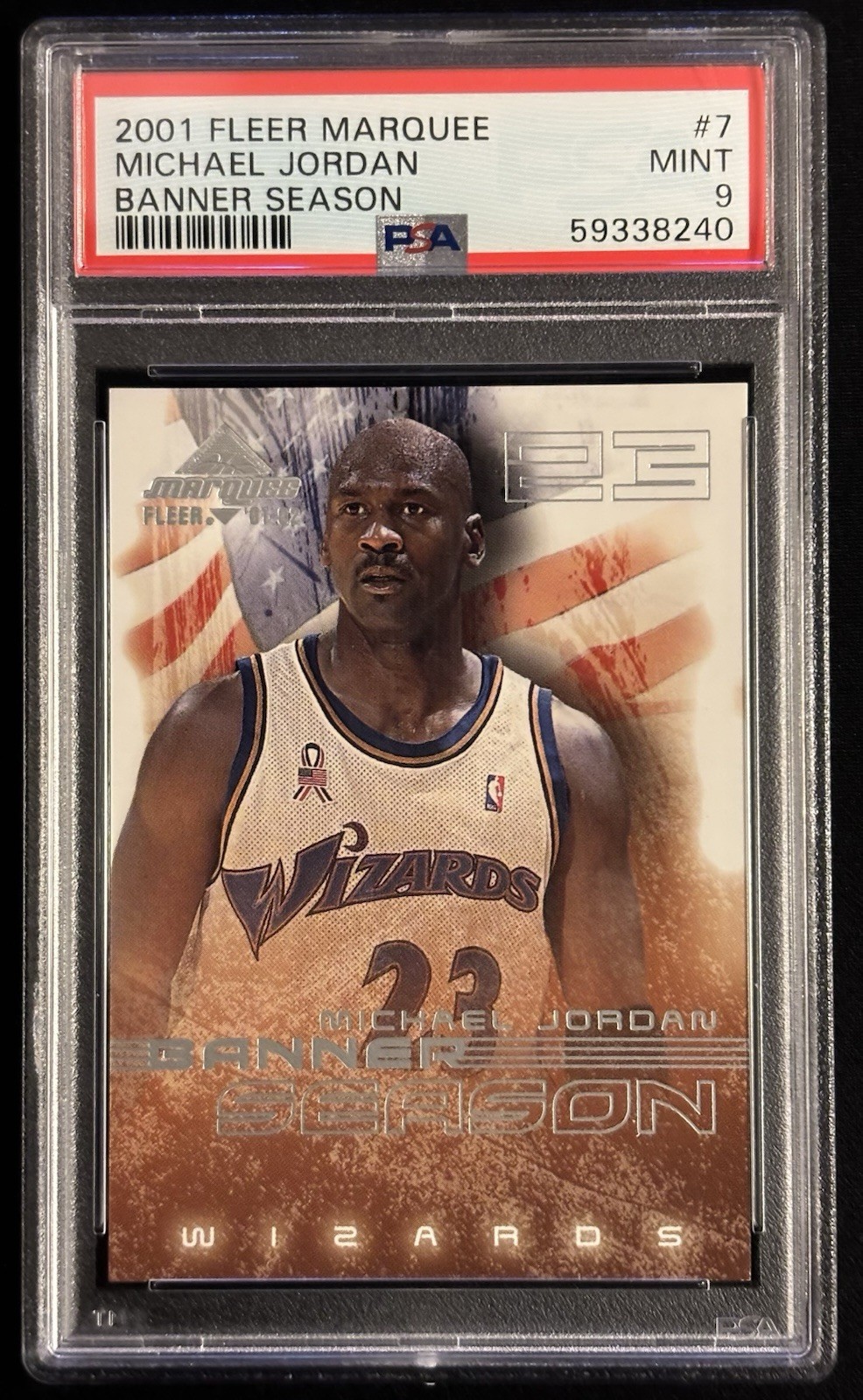2001 FLEER MARQUEE BANNER SEASON #7 MICHAEL JORDAN PSA 9 Pop 6 Only 1 Higher