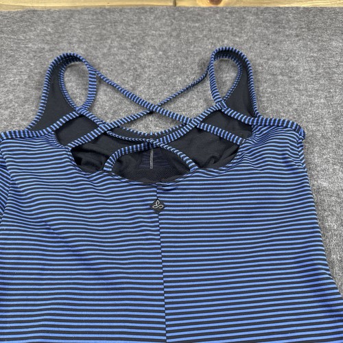 Prana Rebecca Dress Women M Purple Striped Strappy Athletic Workout Built In Bra - Picture 2 of 10
