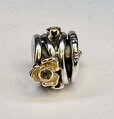 Pandora Retired Rare Ale Sterling Silver w/14K Gold Diamond & Peridot Charm - Bild 5 von 13