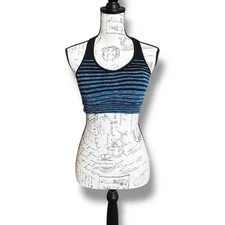 Champion C9 Black Multi Color Stripe Duo Dry+ Athletic Sports Bra Size XL