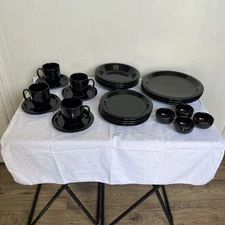 MIKASA Rustico NC700 Black Japan Set of 19 with 4 additional Black Saucer Cups