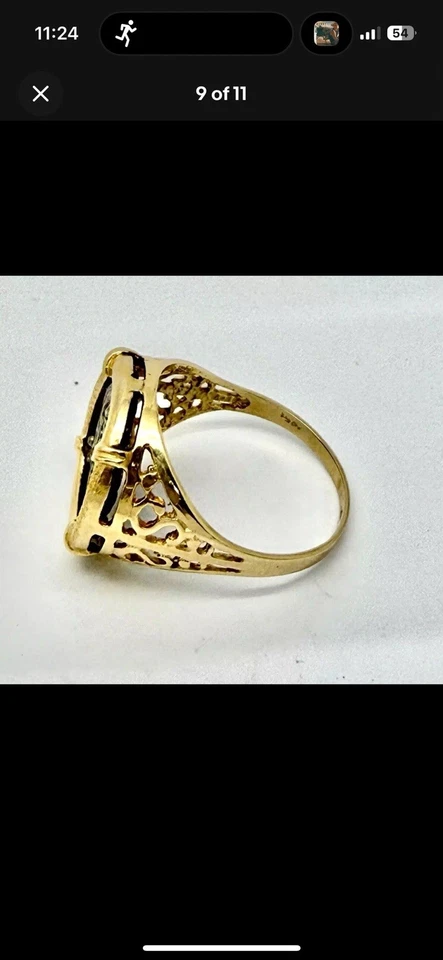 14k Yellow Gold Ring - Silver Recreation Atocha Coin Ring Shipwreck 1 Reale Cob - Image 4 of 4