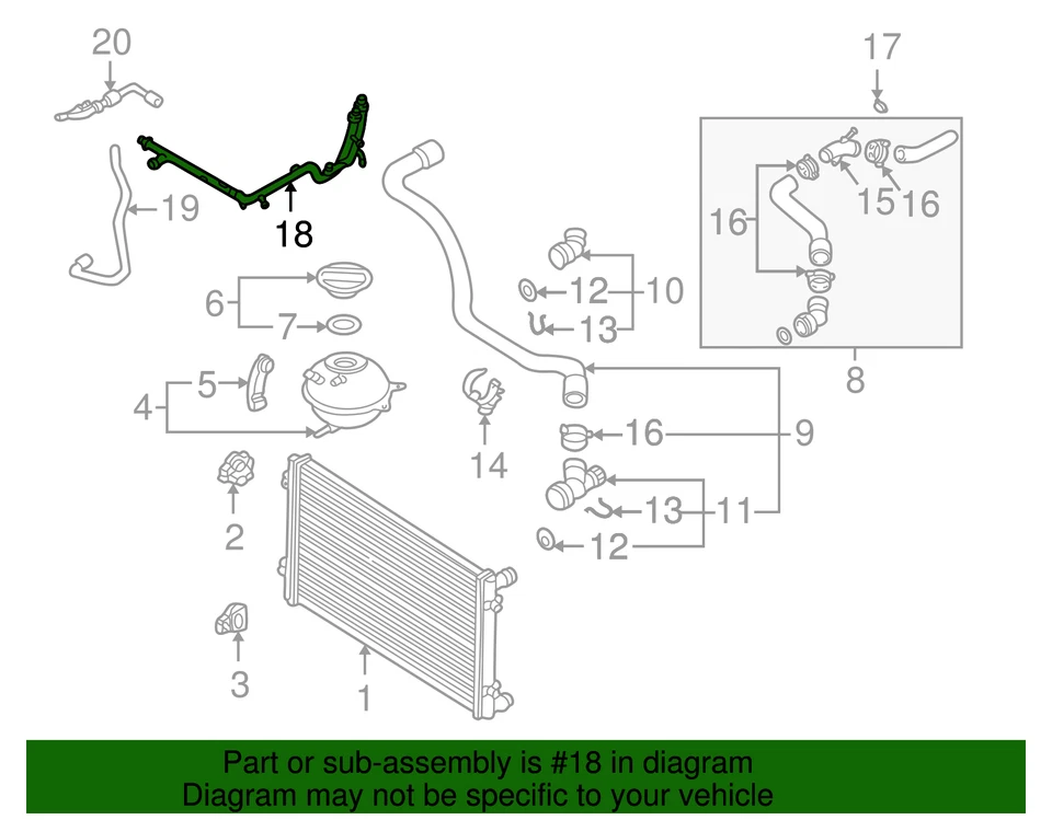 Tubulação de água Audi genuína 06A-121-065-AK - Imagem 2 de 2