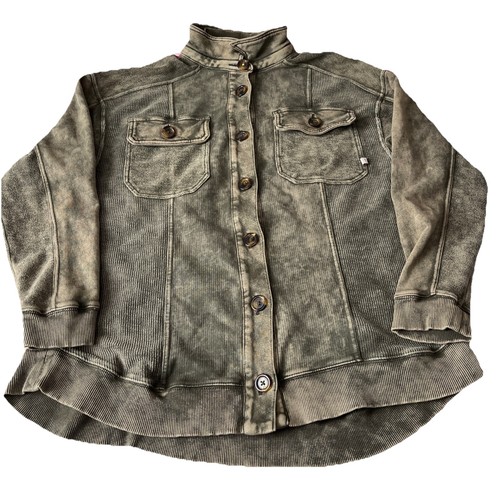 Anthropologie Pilcro Unisex Shacket Jacket Button Up 100% Cotton Sz M Stretch - Picture 2 of 12