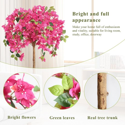 4 Feet Artificial Bougainvillea Trees, Fake Bougainvillea Pink Flowers Tree w... - Picture 4 of 7