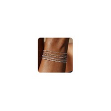 Non Tarnish Dainty Silver Bracelet Stack for Women Waterproof,Thin Stainless Ste