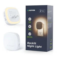 AUVON Plug-in LED Backlit Night Light with Motion Sensor & Dusk to Dawn Senso...