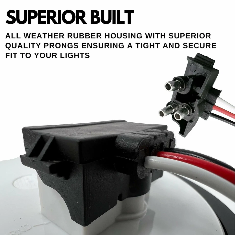 Enchufe de 3 cables para remolque de camión enchufe de luz conector coleta ángulo recto 12 V 16 AWG 11" Foto 2 de 4