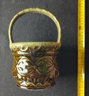 Vintage Hull Basket Art Pottery Planter Floral Design - Green/Brown
