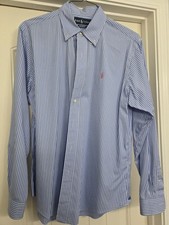Polo Ralph Lauren Shirt Mens Large Blue striped Long Sleeve Button Up