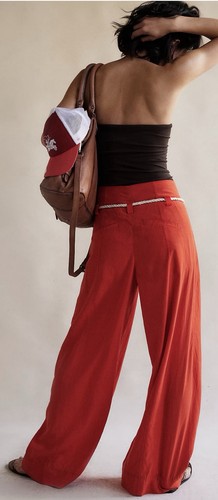 NWT Free People Dimes Tie Trousers / Red Alert Size 0 Currently $168 MSRP - Picture 2 of 8