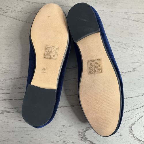 Vintage Havana Sue marineblaue Samt-Flats Halbschuhe Damengröße 7 Festival verziert - Bild 3 von 6