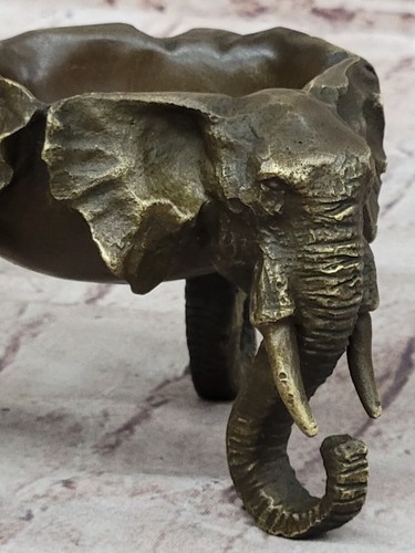 Bronze Metal Elephant Candy Dish Ashtray M. Lopez Original Art Sculpture Decor - Picture 7 of 10