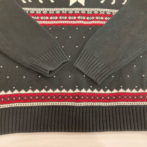 Chaps Sweater Men’s M Black Elk Reindeer Snowflake Fair Isle Nordic 1/4 Button - Picture 5 of 9