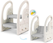 Toddler Step Stool for Bathroom Sink, Adjustable 2 Step Stop for Kids with Handl