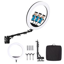 25 '' Ring Light Wall Mount with Phone Holder, Rotatable Triangle Boom Arm Ov...