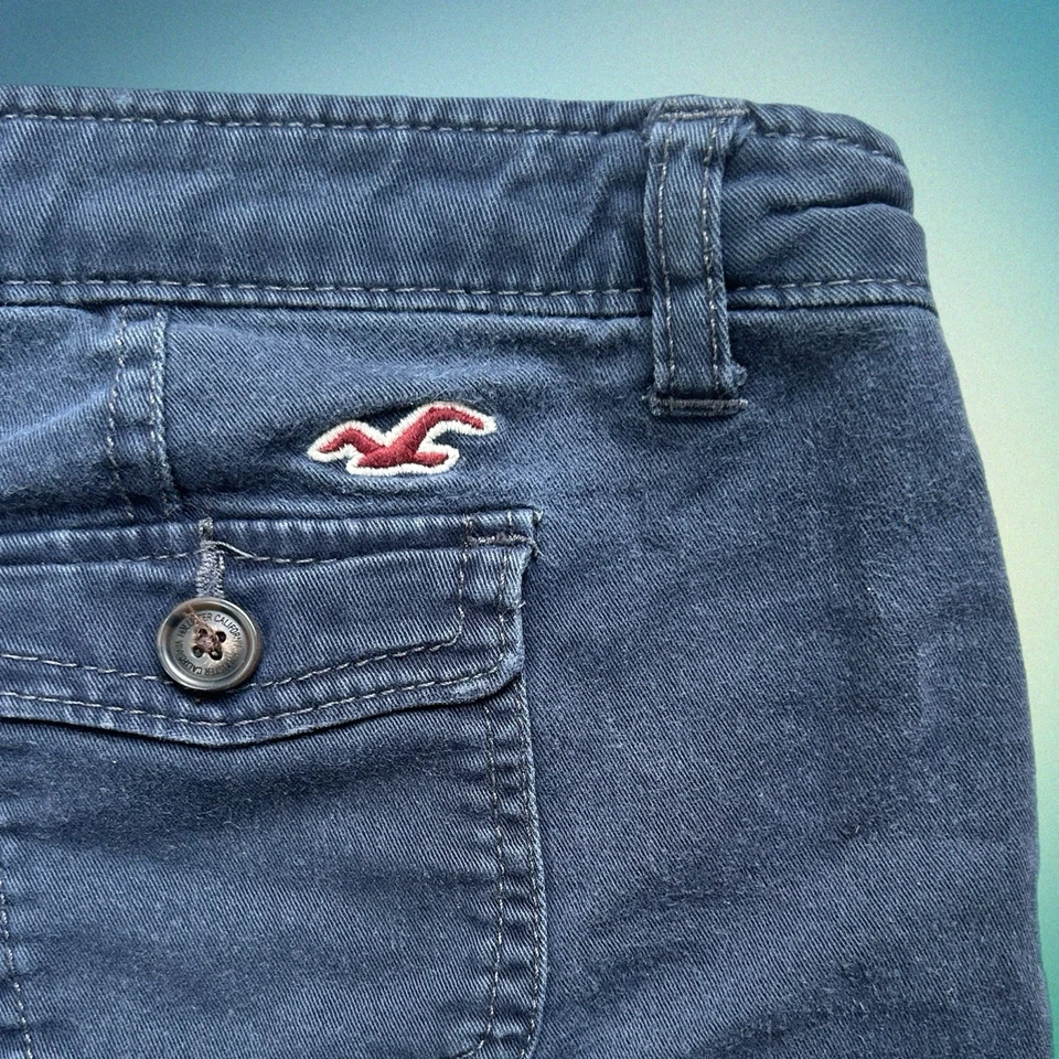 Mini Pantalones Cortos Vintage Hollister Para Mujer Azul Ultra Bajo Tiro Micro Talla 0 Elásticos Foto 3 de 4