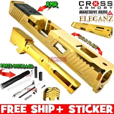 CROSS ARMORY LEGION JEWELRY COMPELETE GOLD SLIDE BARREL for GLOCK 17 GEN 3 RMR