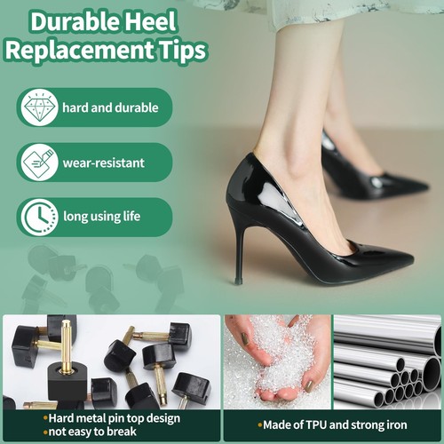 67Pcs High Heel Tips Replacement Kit with Repair Tools, 8mm/9mm/10mm/10.5mm/1... - Picture 3 of 7