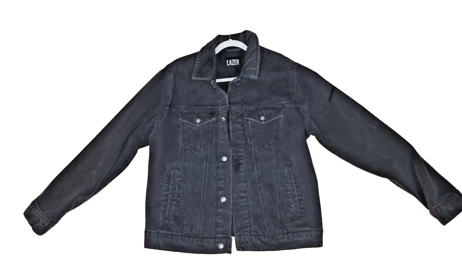 LAZER Men’s Black Denim Jacket -Size Large -Full Button Classic Fit-New With Tag image 2