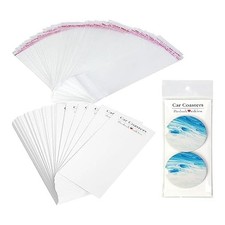 100Pcs Car Coaster Pack, Sublimation Car Coaster Card with 100 Bags for6758