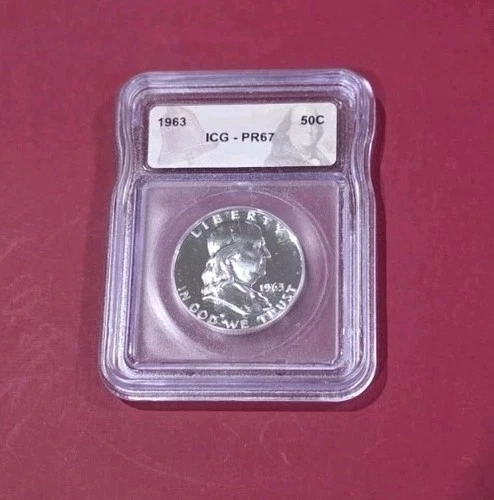 1963 Franklin Half Dollar 50C ICG PR67 Proof 🔥🔥Franklin Label🔥🔥 90% SILVER