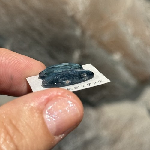 13.7ct 16.7-18.8x9x4mm Pair Teal Blue Faceted Moss Kyanite Oval Cabochon Gems - Picture 4 of 9