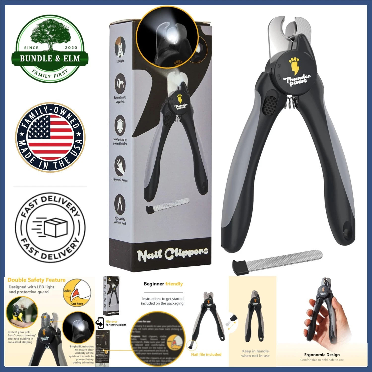 Quick Sensor Nail Trimmers for Medium and Large Dogs with Safety Features
Opens in a new window or t