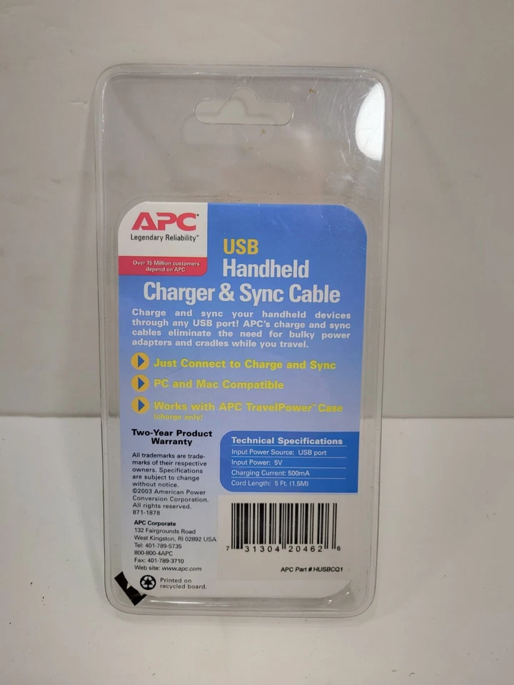 APC USB Handheld Charge & Sync Cable 500mA 1.5M Compatible PC & Mac - HUSBCQ1 - Image 3 of 4