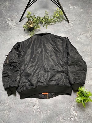 Vintage Fly MA-1 Bomber Jacket Black Reversible Sz M | eBay