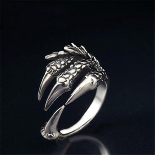 Stainless Steel Vintage Silver Dragon Claw Adjustable Ring Tibetan silver Eagle - Imagen 13 de 24