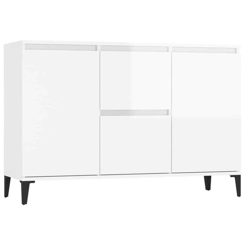 High Gloss Wooden Sideboard Buffet Cabinet Storage Shelf Cupboard Table White - Picture 2 of 8
