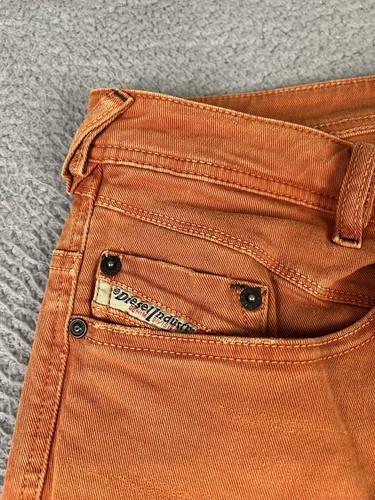 Diesel Iakop Denim Jeans Mens 32x29 Orange Slim Tapered Stretch 0111D - Picture 3 of 16