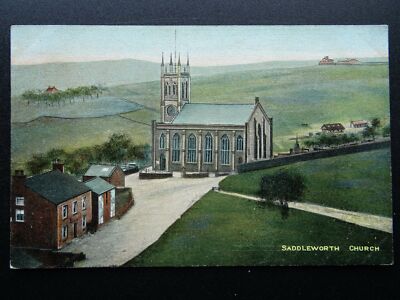 Oldham SADDLEWORTH St Chad Pfarrkirche - alte Postkarte von F.&G. Pollard