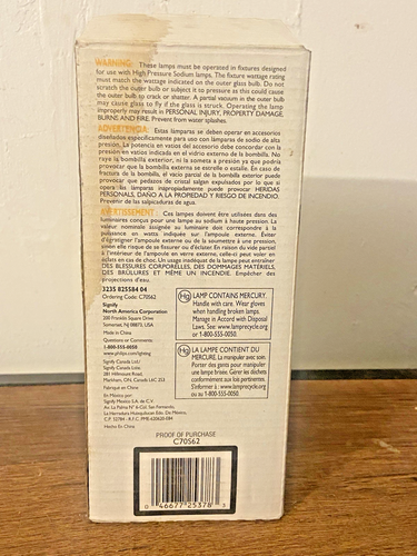 Philips C70S62 70W HPS High Pressure Sodium Light Bulb Mogul Base ED23.5 Clear - Picture 2 of 5
