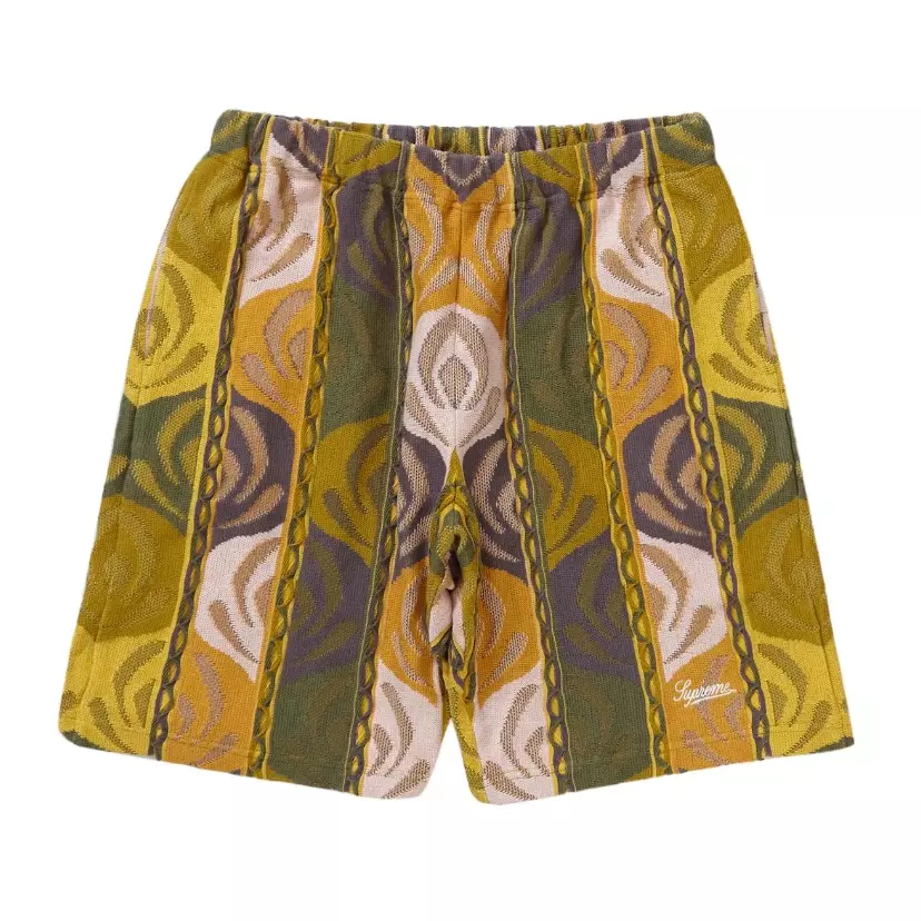 Taille M   Short Homme Supreme Tricot Olive Foncé Poche Florale Neuf ! Envoi rapide !