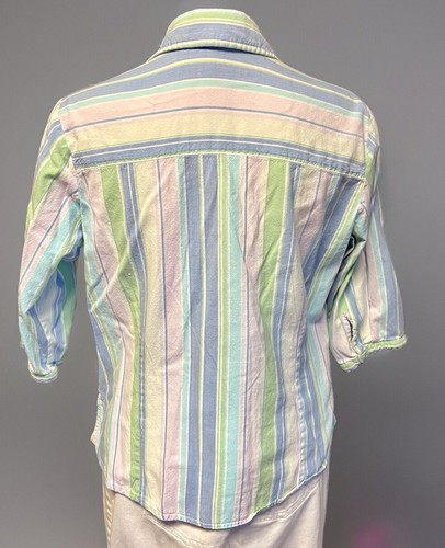 Rebecca Malone Blouse Button Up Short Sleeve Shirt Sz M 40” Chest - Picture 6 of 6
