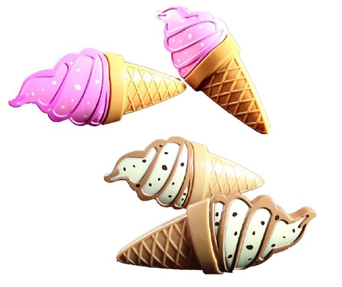 2 Set (4 Ct) White Ice Cream / Pink Ice Cream Beach Towel Clips - Picture 1 of 3