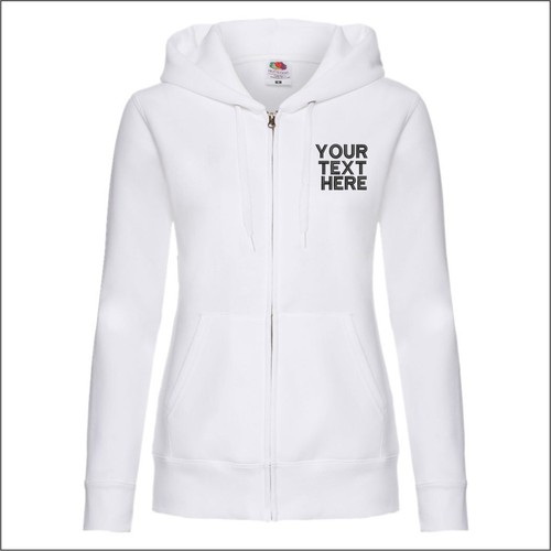 Personalised Fruit of the Loom Premium Lady Fit Zip Embroidered Hooded Jacket - Picture 12 of 12