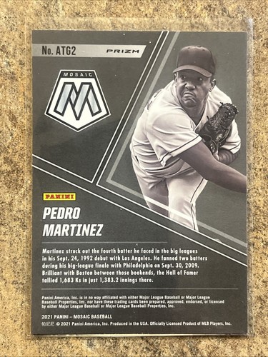 2021 Mosaic All-Time Greats Blue Camo Prizm Parallel Insert #ATG2 Pedro Martinez - Bild 4 von 4