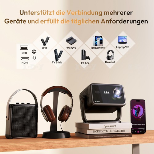 Mini Beamer HD 5G WiFi Projektor 4K Heimkino Automatische Hindernisvermeidung - Bild 13 von 16
