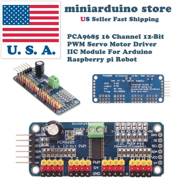 16 Ch 12-bit PWM Servo Shield Motor Driver I2C Module PCA9685 For Arduino LB