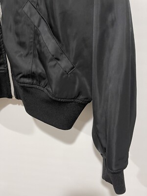 eLLa selectshop ジャケット Zella Ella Luxury Satin Bomber Jacket Black Full Zip Ruched