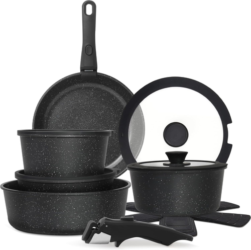 15PCS Pots and Pans Set Non Stick, Kitchen Cookware Sets with Detachable Handle, - Bild 1 von 8