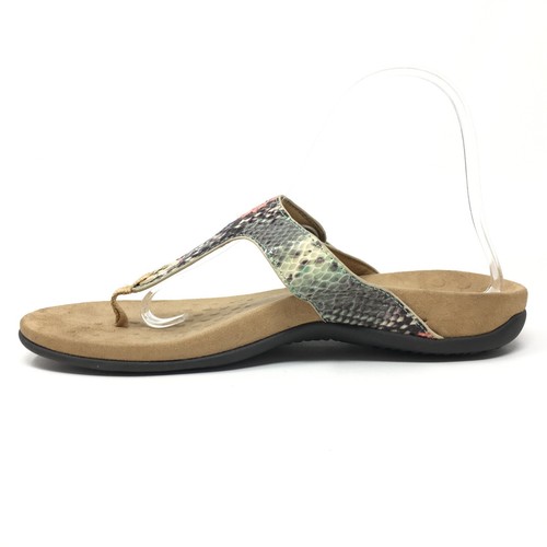 Vionic Lana Flip Flops Sandals Shoes Womens Size 9 D Wide Green Pink Snake Print - Imagen 8 de 9