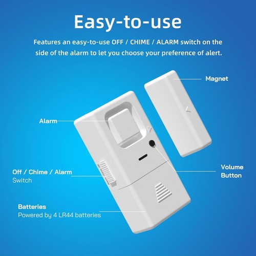2 Pack Adjustable Wireless Volume Window Door Alarm Sensor for Kids Home Safety - Picture 4 of 8