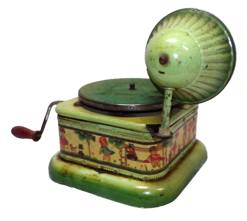 CHILD'S TOY PHONOGRAPH DISC RECORD PLAYER GERMANY - Picture 3 of 9