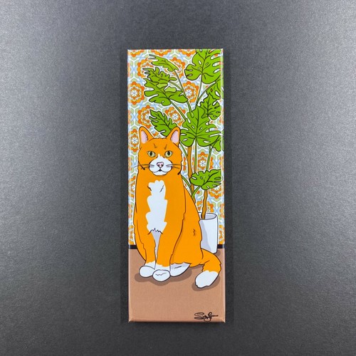 Orange Cat Monstera Plant Magnet Handmade Retro Pet Portrait Decor Gift - Picture 11 of 12