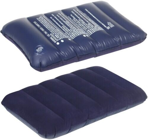 Large Travel Camping Pillow Inflatable Head Rest Cushion Rectangle Comfort Blue - Picture 9 of 9